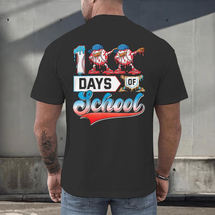 100 Days Of School Boys Baseball Drip 100th Day Dabbing Ball Men's Back Print T-Shirt