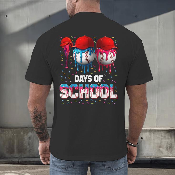 100 Days Of School Dripping Baseball 100th Day Teacher Boy Men's Back Print T-Shirt