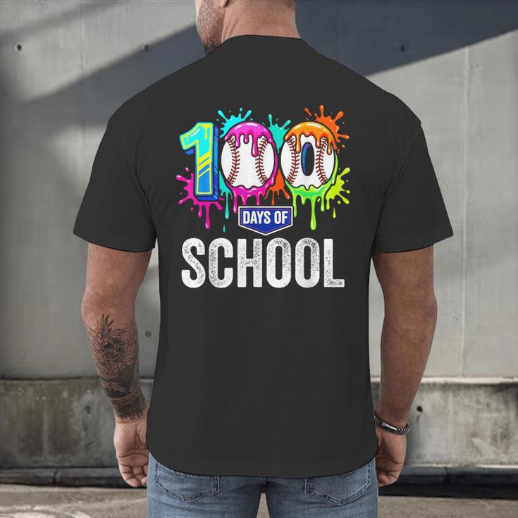 100 Days Of School Dripping Baseball Boys Kids Teacher Men's Back Print T-Shirt 100 Days Of School Dripping Baseball Boys Kids Teacher Men's Back Print T-Shirt