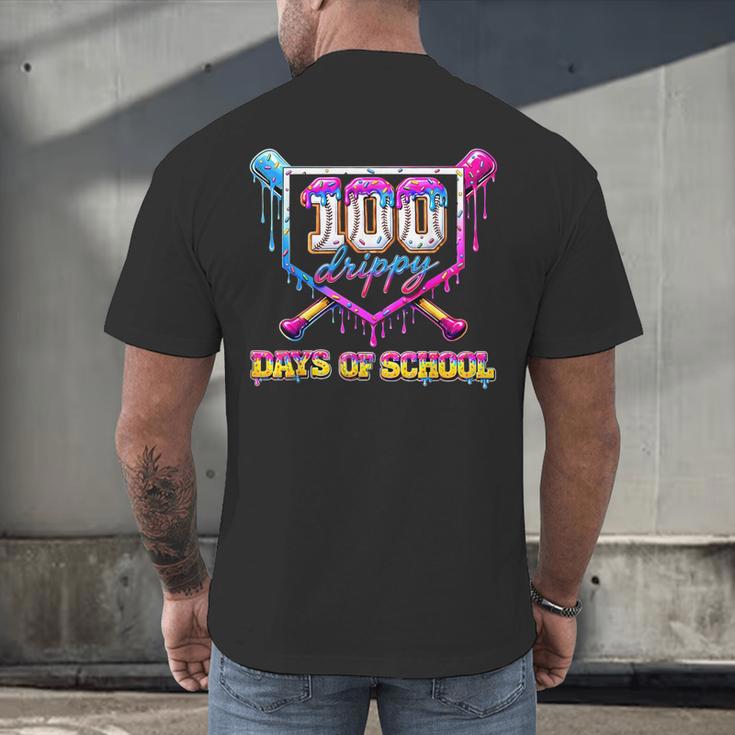 100 Drippy Days Of School Baseball For Boy Kids Men's Back Print T-Shirt