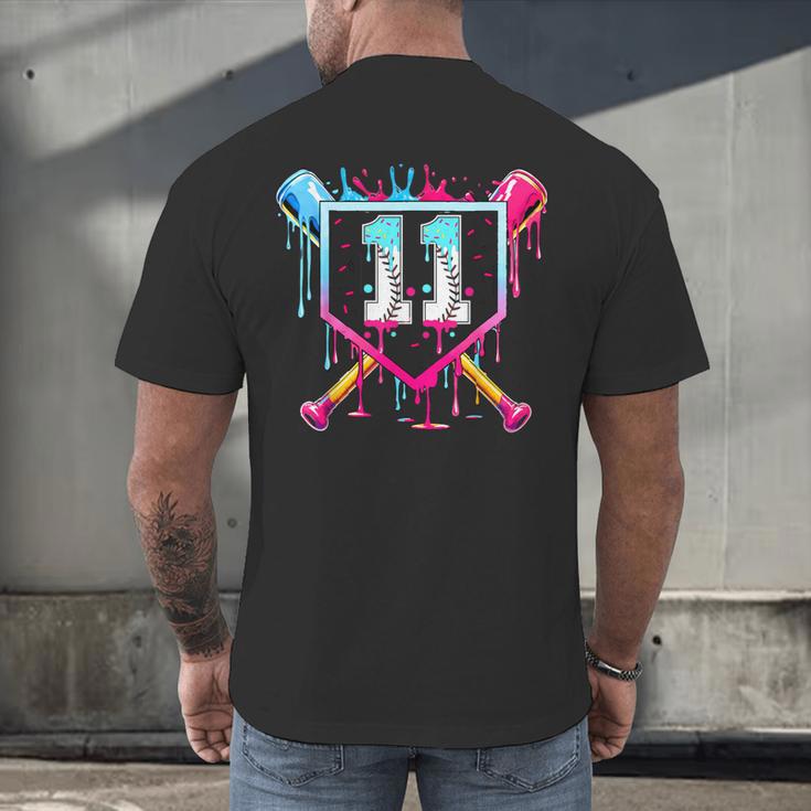 11th Birthday Boys Baseball Ice Cream Drip Boys Baseball Men's Back Print T-Shirt 11th Birthday Boys Baseball Ice Cream Drip Boys Baseball Men's Back Print T-Shirt