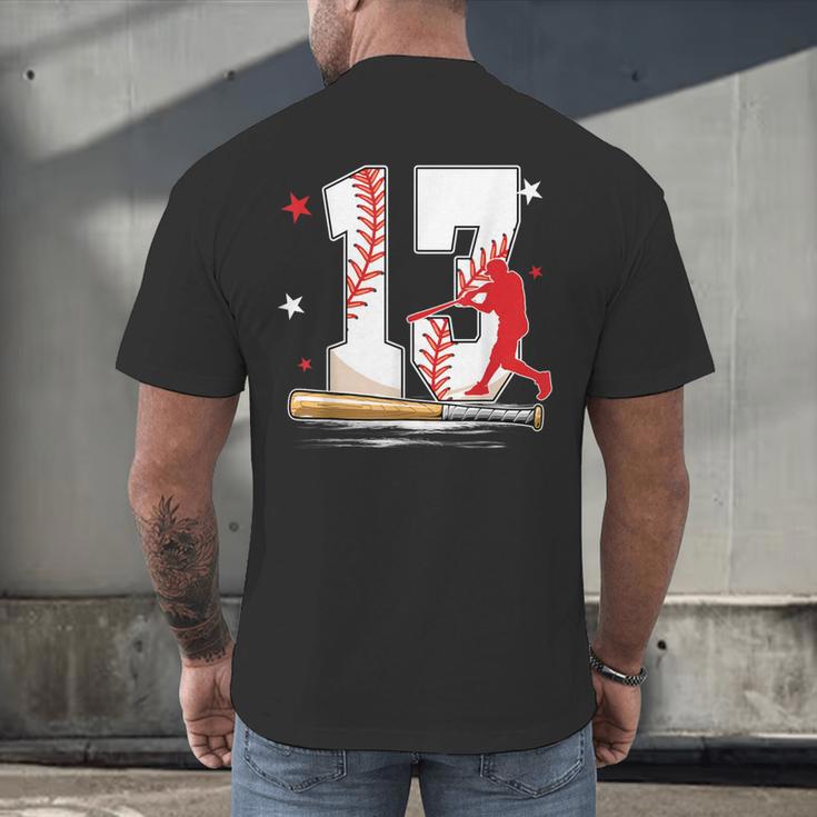 13 Years Old Baseball Birthday Boy 13th Bday Party Men's Back Print T-Shirt 13 Years Old Baseball Birthday Boy 13th Bday Party Men's Back Print T-Shirt