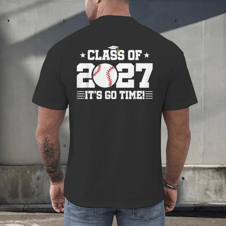2027 Back To School Baseball 2027 Graduation Class Of 2027 Men's Back Print T-Shirt
