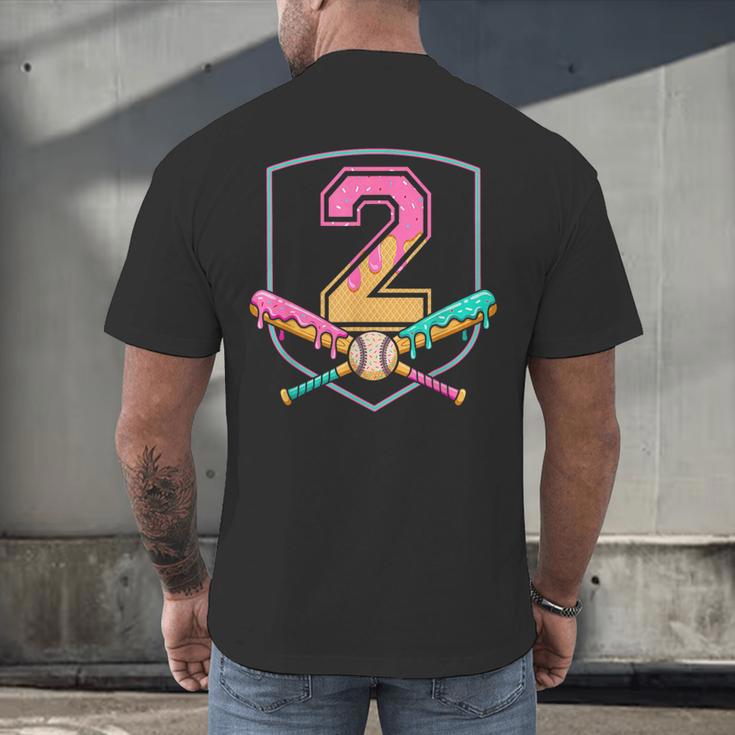 2nd Birthday Baseball Bat Ice-Cream Drip 2yrs Old Boys Kids Men's Back Print T-Shirt 2nd Birthday Baseball Bat Ice-Cream Drip 2yrs Old Boys Kids Men's Back Print T-Shirt