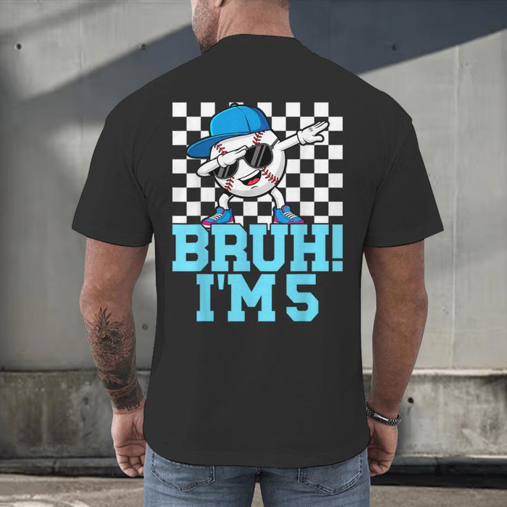 5th Birthday Dabbing Baseball Boys Bruh I'm 5 Year Old Men's Back Print T-Shirt