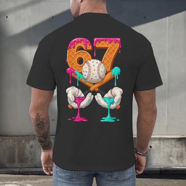 6 7 Ice Cream Drip Baseball Number 67 Player Boy Girl Kids Men's Back Print T-Shirt
