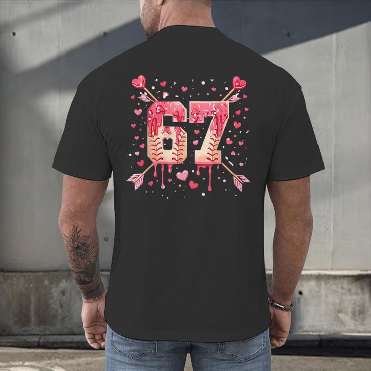 6 7 Melting Number Arrow Baseball Drip Valentine's Day Men's Back Print T-Shirt