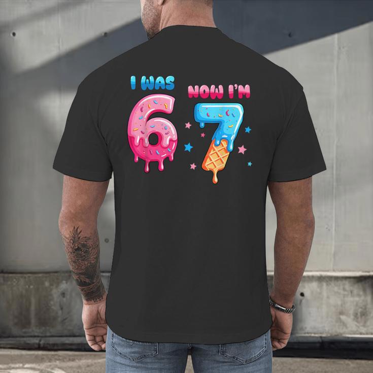 I Was 6 Now I'm 7 Birthday Baseball Drip For Boys Kid Men's Back Print T-Shirt I Was 6 Now I'm 7 Birthday Baseball Drip For Boys Kid Men's Back Print T-Shirt