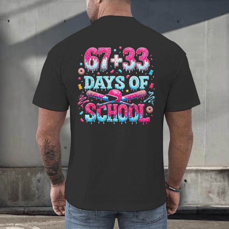 67 33 Days Of School Baseball Drip 100th Day Of School Boys Men's Back Print T-Shirt 67 33 Days Of School Baseball Drip 100th Day Of School Boys Men's Back Print T-Shirt