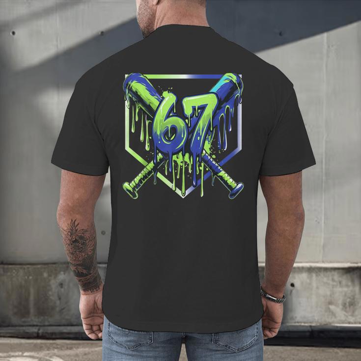 67 Baseball Drip Effect Urban Tee Style 6-7 Meme Graphic Men's Back Print T-Shirt