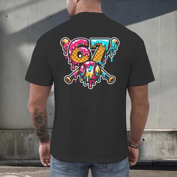67 Baseball Ice Cream Drip Number Men's Back Print T-Shirt