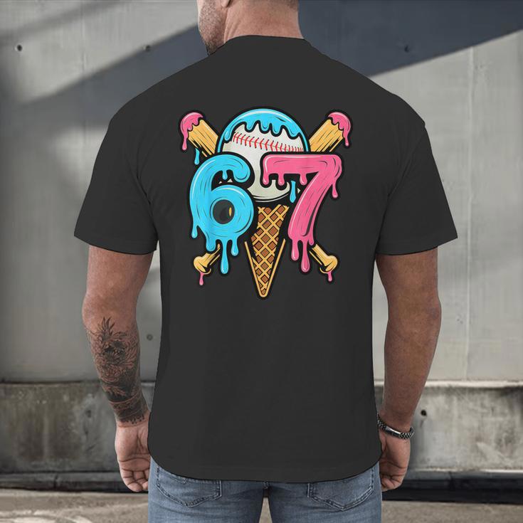 67 Baseball Ice Cream Drip Player Men's Back Print T-Shirt 67 Baseball Ice Cream Drip Player Men's Back Print T-Shirt
