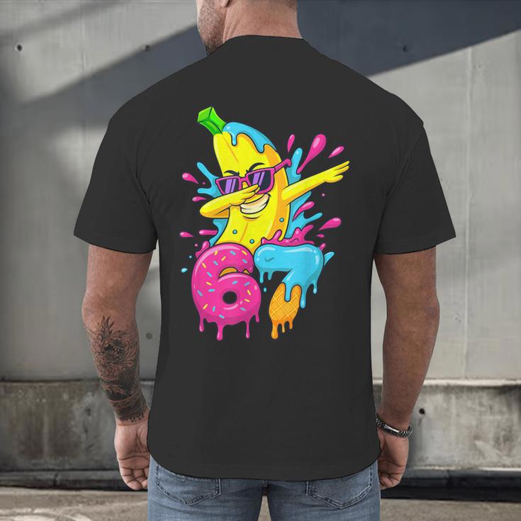 67 Dabbing Banana Baseball 6 7 Dripping Ice Cream Meme Men's Back Print T-Shirt