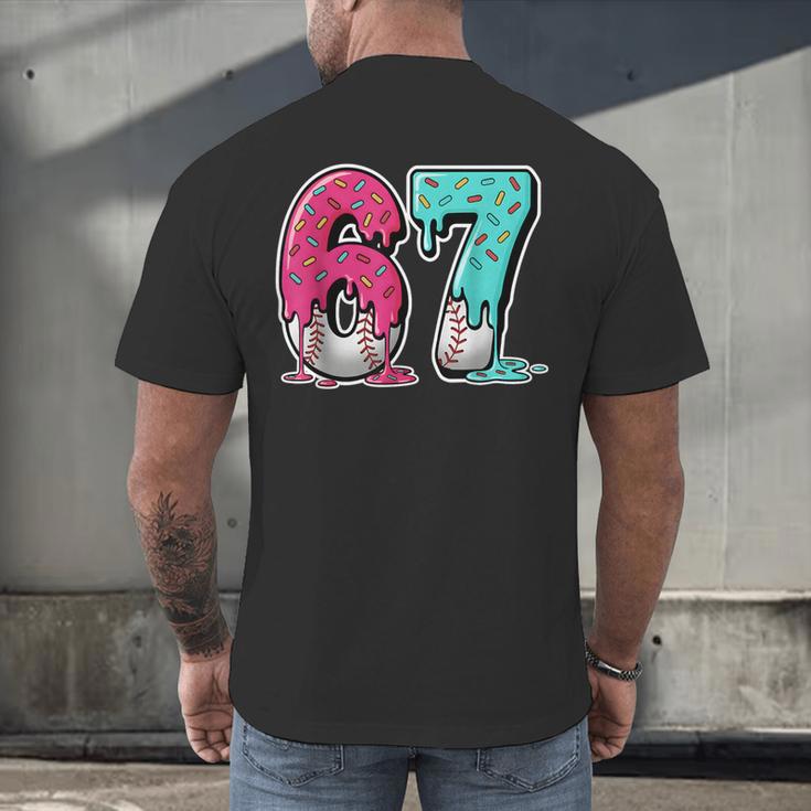 67 Ice Cream Drip Baseball Gen Alpha Slang Six Seven Meme Men's Back Print T-Shirt