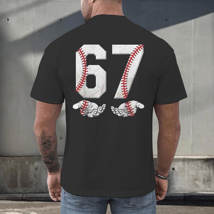 67 Six Seven Number 6 7 Meme Baseball Six Seven For Boys Men Men's Back Print T-Shirt 67 Six Seven Number 6 7 Meme Baseball Six Seven For Boys Men Men's Back Print T-Shirt