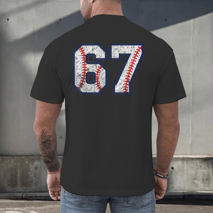 67 Sports Meme – Baseball Number 6 7 Men's Back Print T-Shirt
