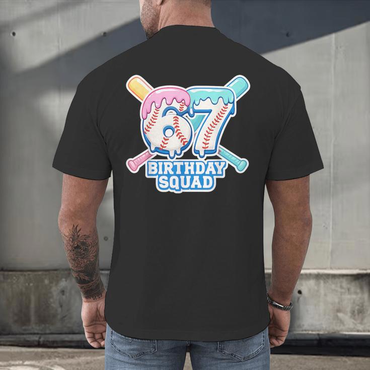 67th Birthday Squad Baseball Ice Cream Drip Birthday Squad Men's Back Print T-Shirt