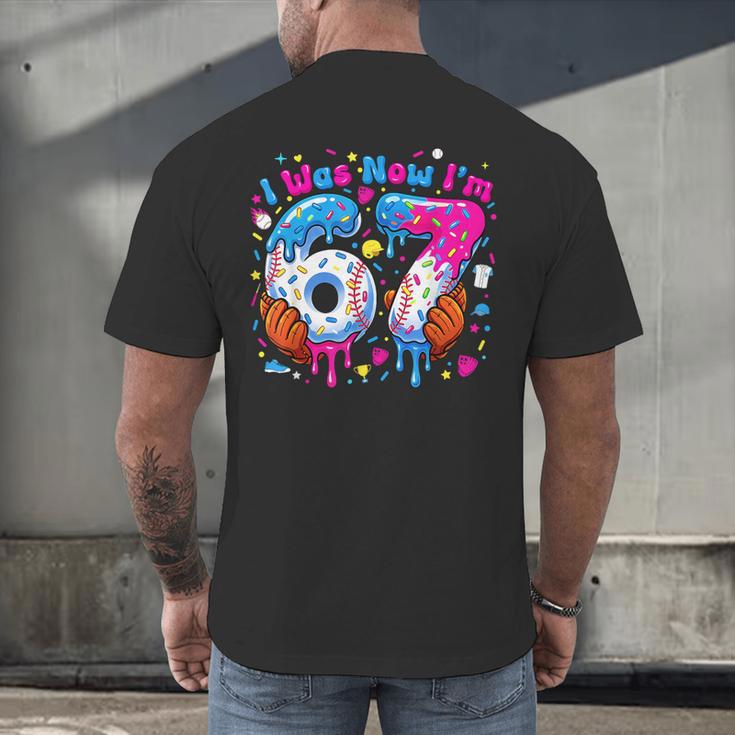 7th Birthday I Was 6 Now I'm 7 Baseball Ice Cream Drip Men's Back Print T-Shirt