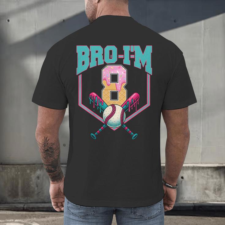 8th Birthday Boy Bro I'm 8 Years Old Baseball Theme Men's Back Print T-Shirt