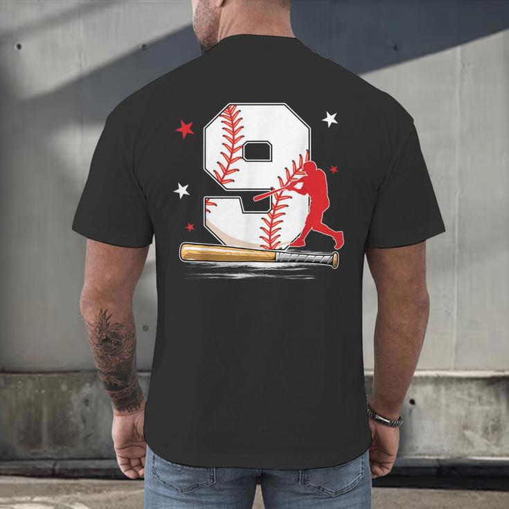 9 Years Old Baseball Birthday Boy 9th Bday Party Men's Back Print T-Shirt 9 Years Old Baseball Birthday Boy 9th Bday Party Men's Back Print T-Shirt
