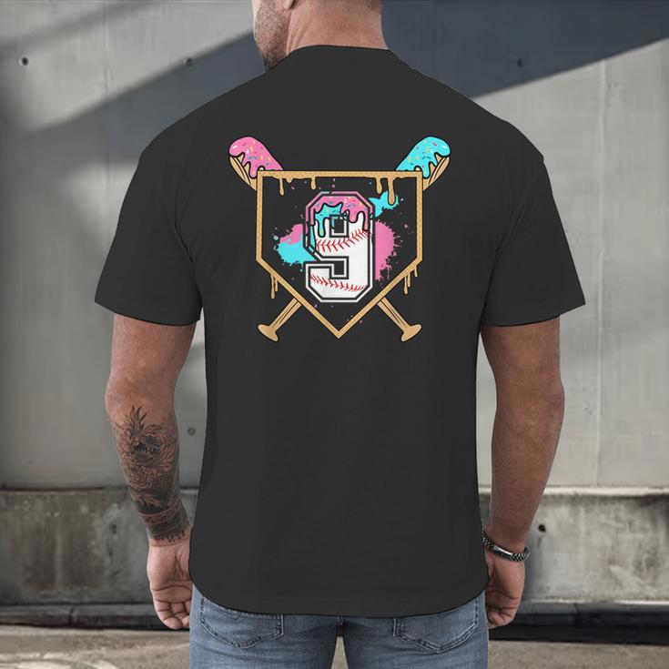 9th Birthday Baseball Bat Ice-Cream Drip 9yrs Old Boys Girls Men's Back Print T-Shirt 9th Birthday Baseball Bat Ice-Cream Drip 9yrs Old Boys Girls Men's Back Print T-Shirt