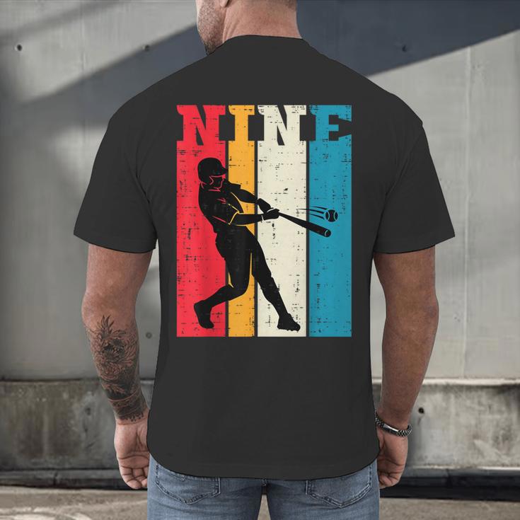 9th Birthday Nine Baseball Batter 9 Year Old Bday Boys Kids Men's Back Print T-Shirt