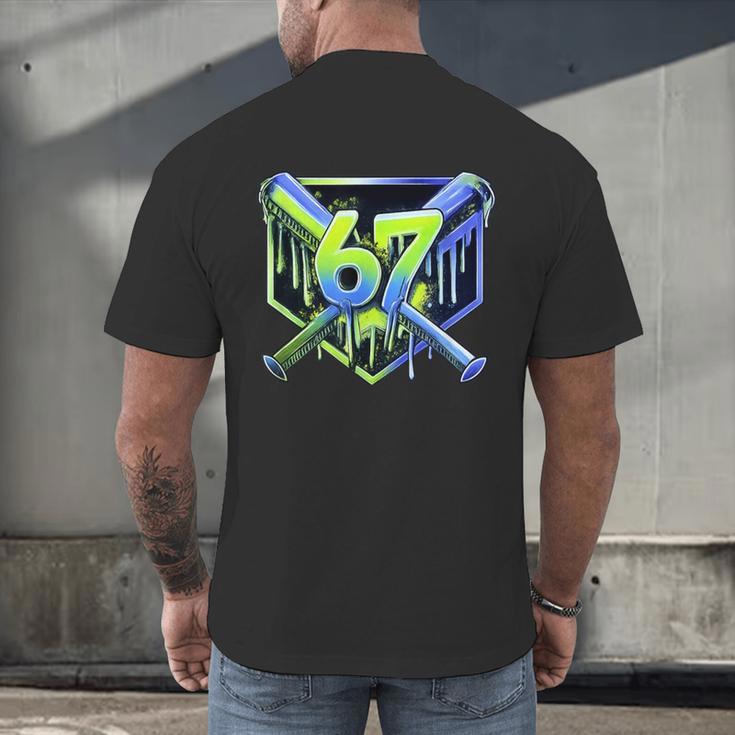 Awesome 67 Baseball Drip Effect Baseball 6-7 Meme Graphic Men's Back Print T-Shirt Awesome 67 Baseball Drip Effect Baseball 6-7 Meme Graphic Men's Back Print T-Shirt