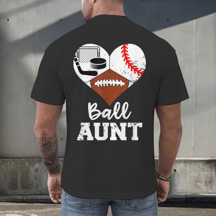 Ball Aunt Heart Football Baseball Hockey Game Day Men's Back Print T-Shirt Ball Aunt Heart Football Baseball Hockey Game Day Men's Back Print T-Shirt