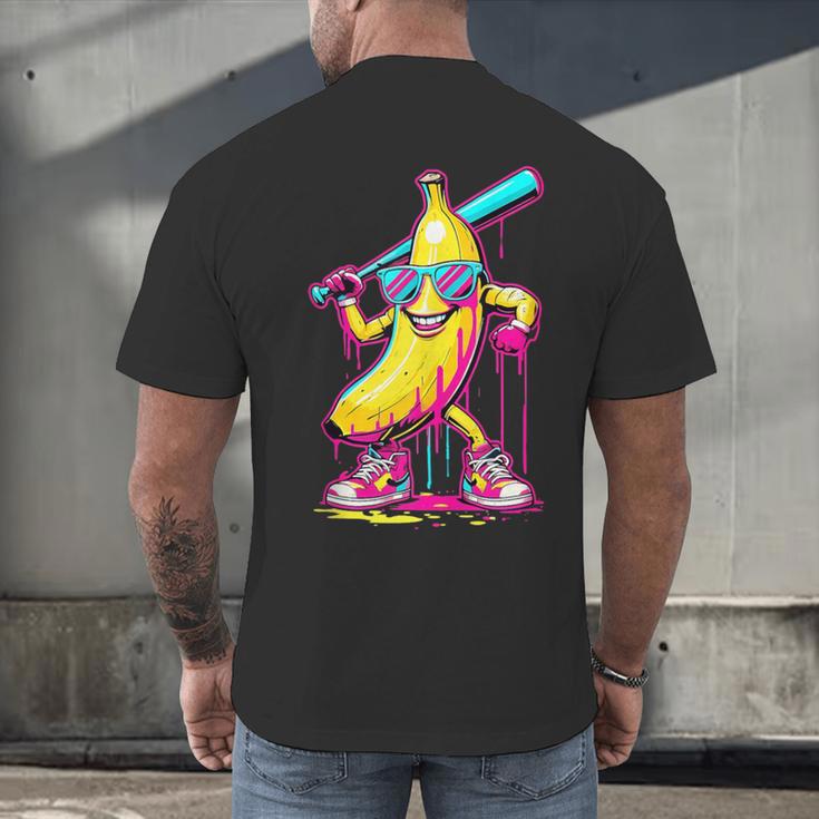 Banana With Baseball Bat Street Baseball Drip Men's Back Print T-Shirt