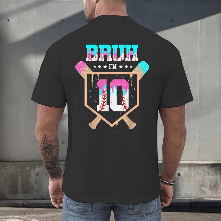 Baseball 10 Year Old Ice Cream Drip 10th Birthday Boy Player Men's Back Print T-Shirt