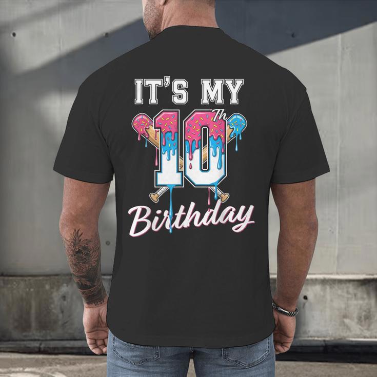 Baseball 10 Year Old Ice Cream Drip 10th Birthday Boys Men's Back Print T-Shirt Baseball 10 Year Old Ice Cream Drip 10th Birthday Boys Men's Back Print T-Shirt