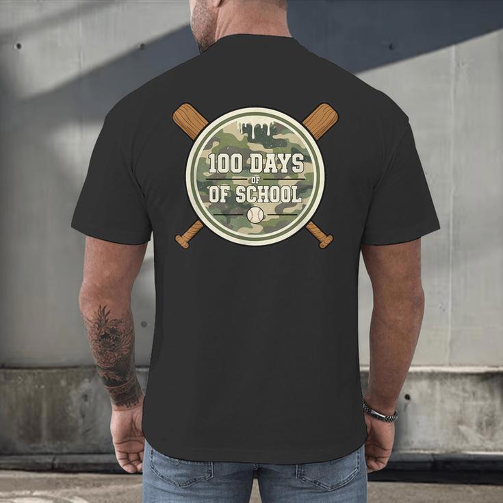 Baseball 100th Day Of School Camouflage Men's Back Print T-Shirt
