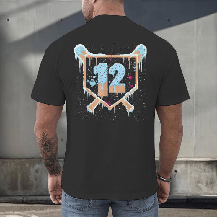 Baseball 12 Year Old Ice Cream Drip 12th Birthday Boys Men's Back Print T-Shirt Baseball 12 Year Old Ice Cream Drip 12th Birthday Boys Men's Back Print T-Shirt