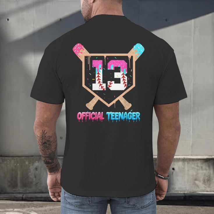 Baseball 13 Year Ice Cream Drip 13th Bday Official Teenager Men's Back Print T-Shirt Baseball 13 Year Ice Cream Drip 13th Bday Official Teenager Men's Back Print T-Shirt