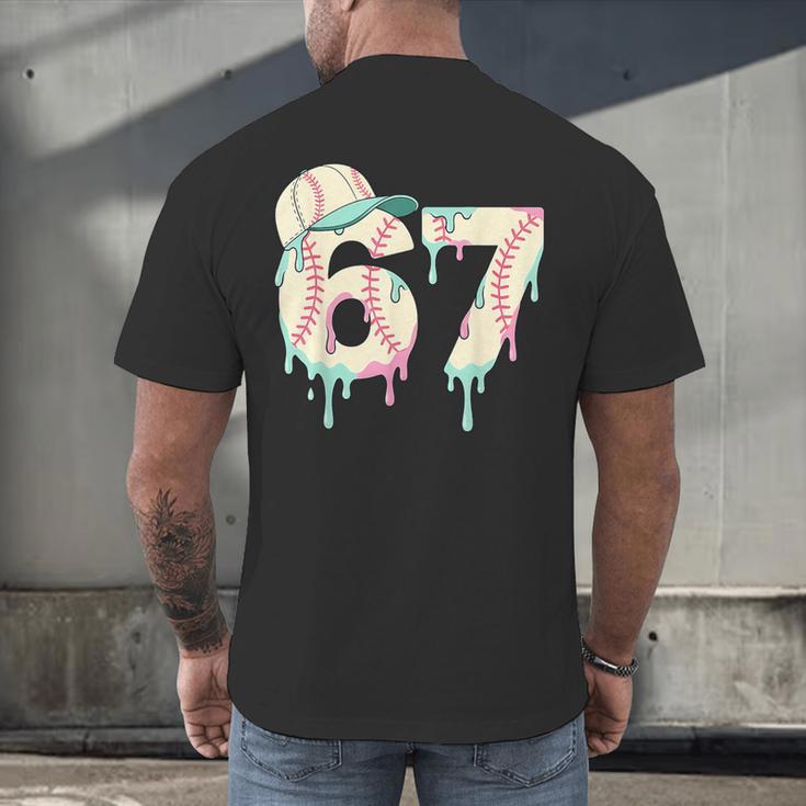 Baseball 67 Drip Six Seven Baseball Dripping Boys Kids Men's Back Print T-Shirt