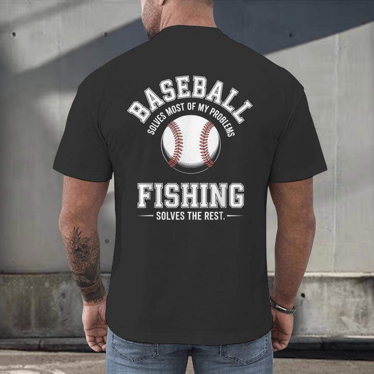 Baseball & Fishing Men's Back Print T-Shirt Baseball & Fishing Men's Back Print T-Shirt