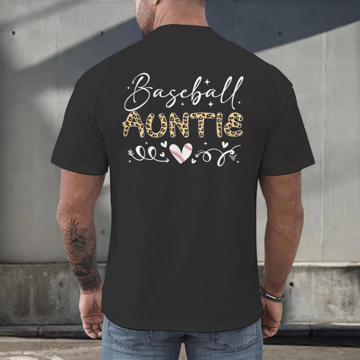 Baseball Auntie Leopard Baseball Heart Men's Back Print T-Shirt