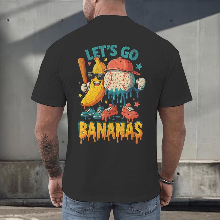 Baseball Banana Sports Drip Art For Kids Men's Back Print T-Shirt Baseball Banana Sports Drip Art For Kids Men's Back Print T-Shirt