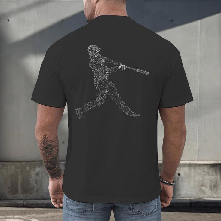 Baseball Batter Line Abstract Geometry Team Player Family Men's Back Print T-Shirt