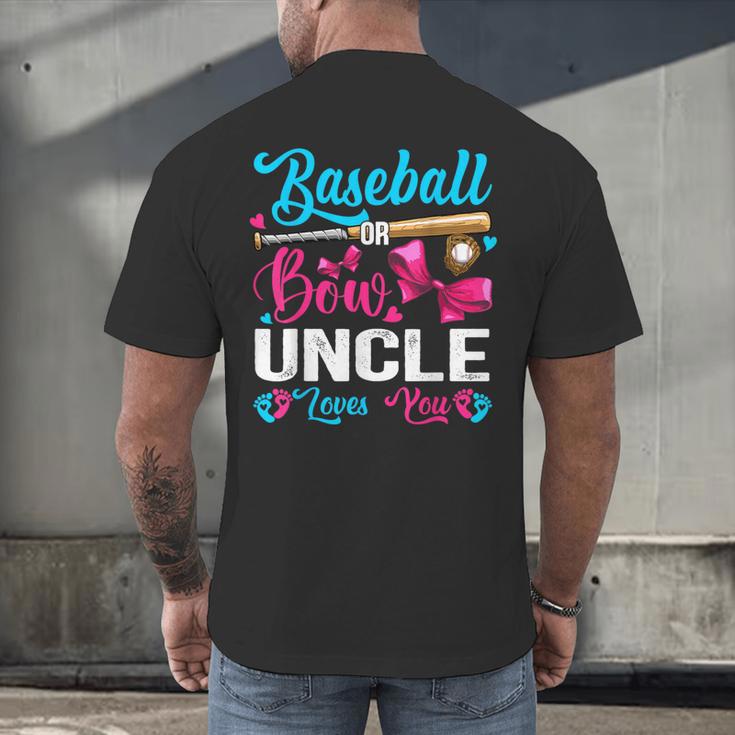 Baseball Or Bows Uncle Loves You Gender Reveal Men's Back Print T-Shirt