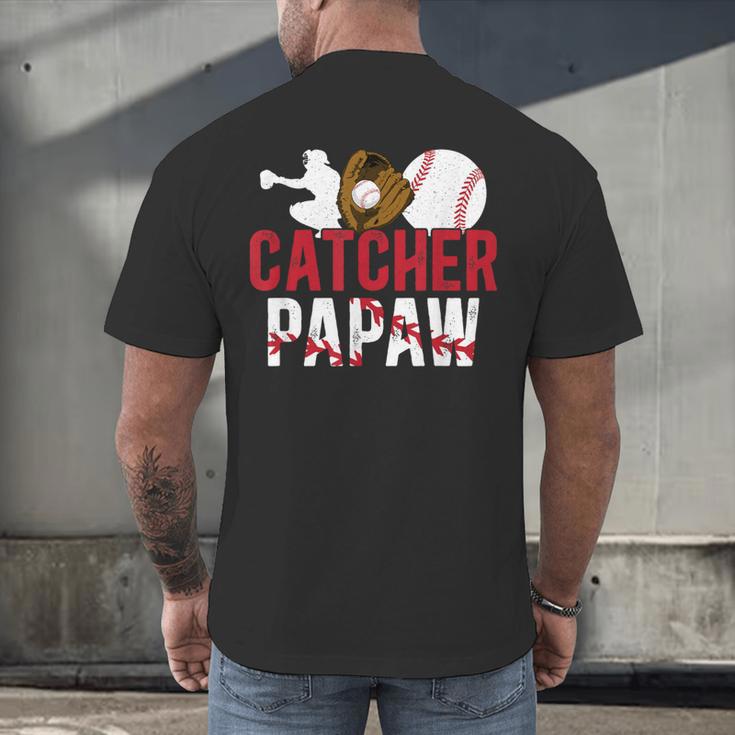 Baseball Catcher Papaw Proud Papaw Of A Baseball Catcher Men's Back Print T-Shirt