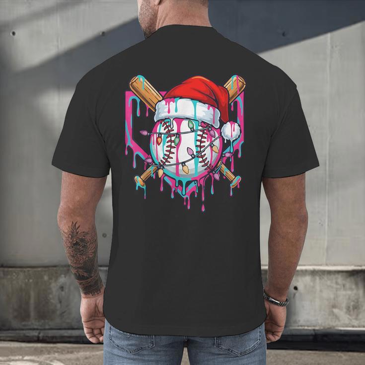 Baseball Christmas Santa Hat Baseball Christmas Drip Men's Back Print T-Shirt Baseball Christmas Santa Hat Baseball Christmas Drip Men's Back Print T-Shirt