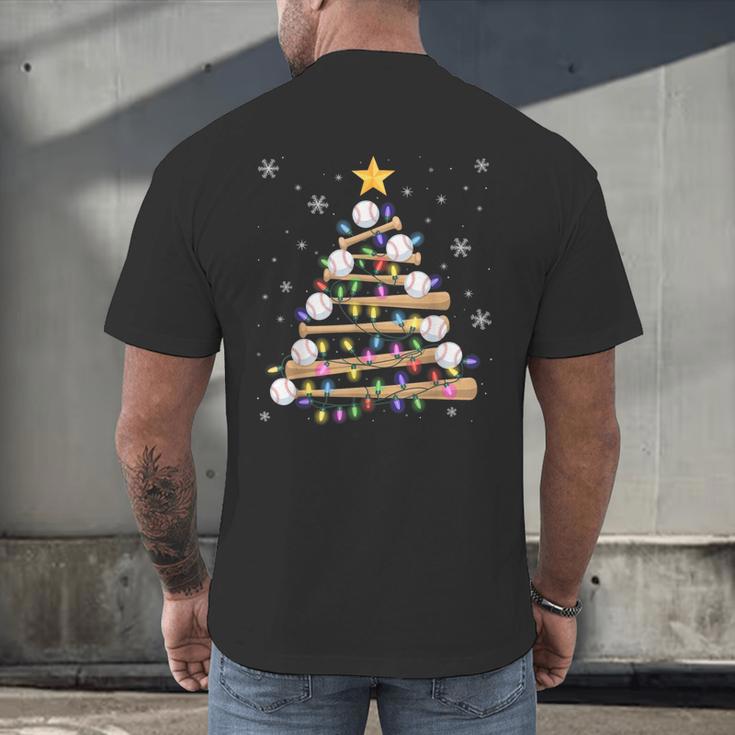 Baseball Christmas Tree Light Xmas Baseball Boys Kids Men's Back Print T-Shirt Baseball Christmas Tree Light Xmas Baseball Boys Kids Men's Back Print T-Shirt