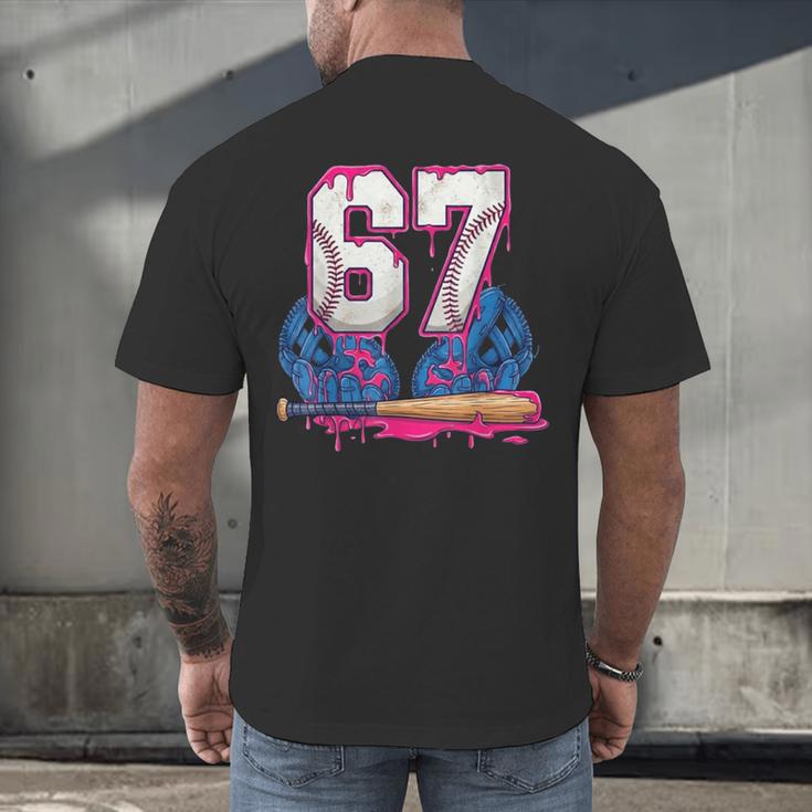 Baseball Drip 67 Meme Six Seven 6-7 Gen Alpha Slang Men's Back Print T-Shirt Baseball Drip 67 Meme Six Seven 6-7 Gen Alpha Slang Men's Back Print T-Shirt