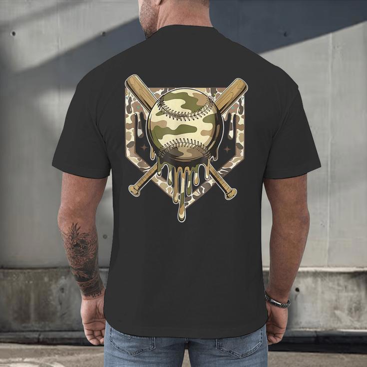 Baseball Drip For Boys Ice Cream Dripping Boys Baseball Camo Men's Back Print T-Shirt Baseball Drip For Boys Ice Cream Dripping Boys Baseball Camo Men's Back Print T-Shirt