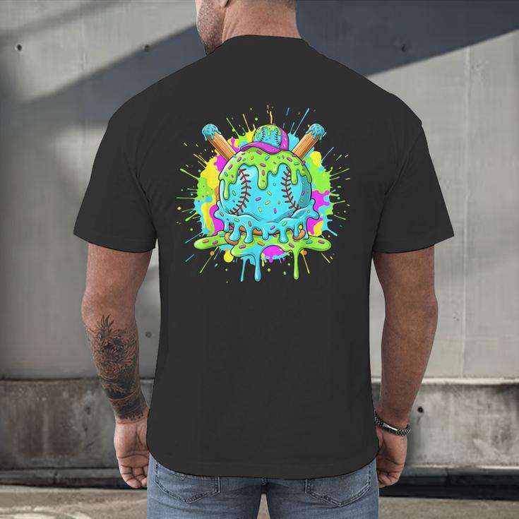 Baseball Drip For Boys Ice Cream Drip Youth Boys Baseball Men's Back Print T-Shirt