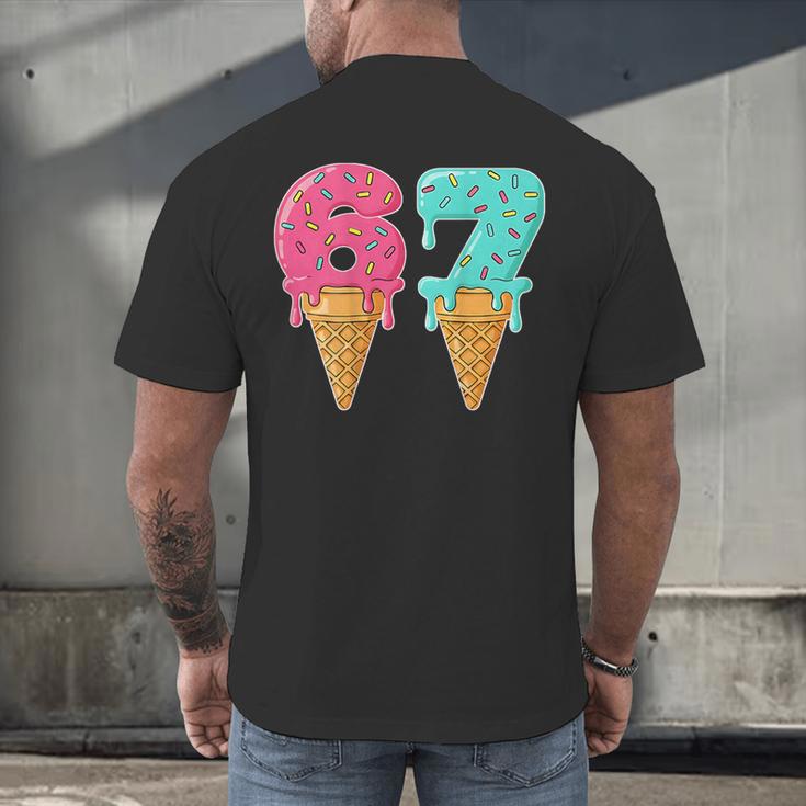 Baseball Drip Ice Cream 67 Baseball Men's Back Print T-Shirt