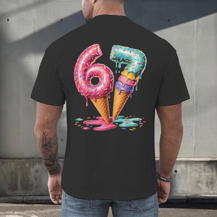 Baseball Drip Ice Cream 67 Men's Back Print T-Shirt