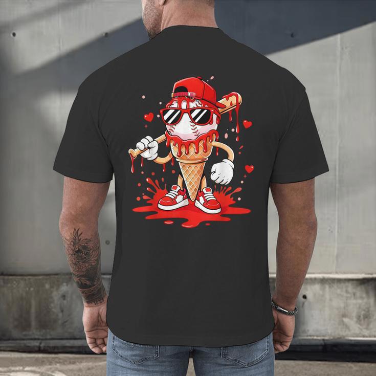 Baseball Drip Ice Cream Apparel Youth Boys Valentines Men's Back Print T-Shirt