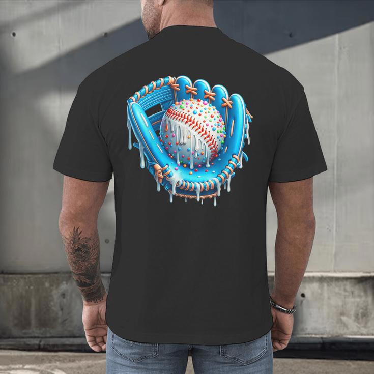 Baseball Drip Ice Cream Glove With Sprinkles Ball Boys Youth Men's Back Print T-Shirt Baseball Drip Ice Cream Glove With Sprinkles Ball Boys Youth Men's Back Print T-Shirt